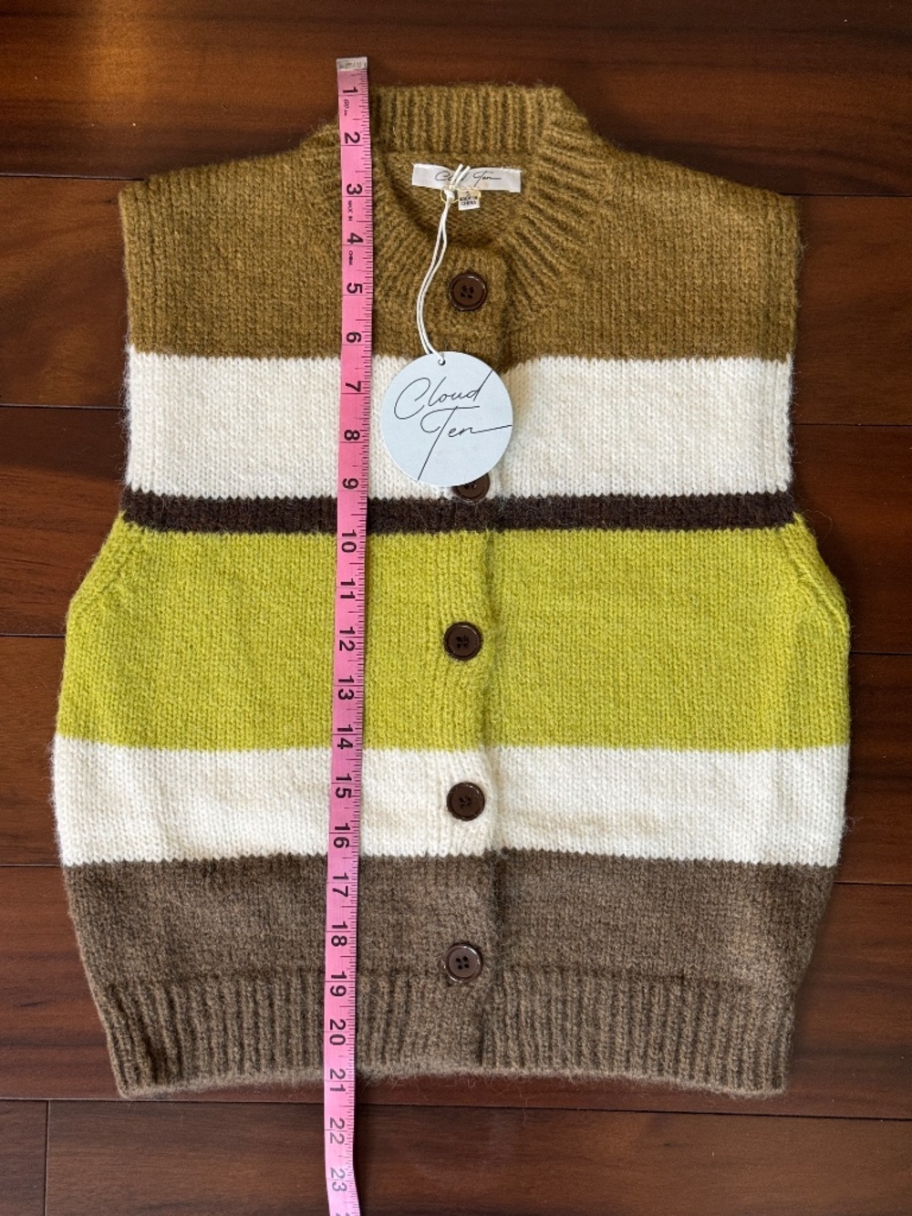SLEEVELESS BUTTON UP COLOR BLOCK STRIPES SWEATER VEST TOP SIZE SMALL - NWT - Picture 14 of 15